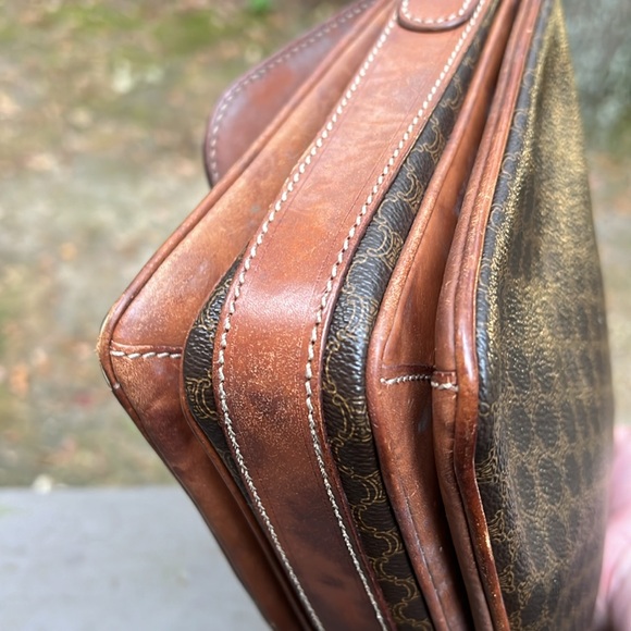 CELINE Macadam Vintage Coated Canvas Shoulder Crossbody Bag Brown PVC - Picture 9 of 17